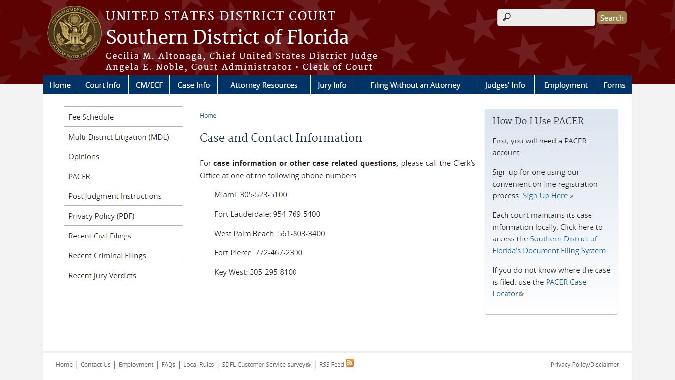 Case and Contact Information | Southern District of Florida | United ...